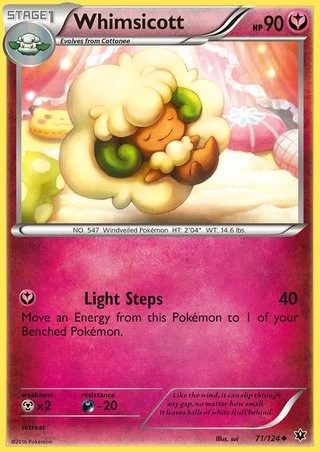 Whimsicott 71/124 Uncommon Reverse Holo Pokemon Card (XY Fates Collide)