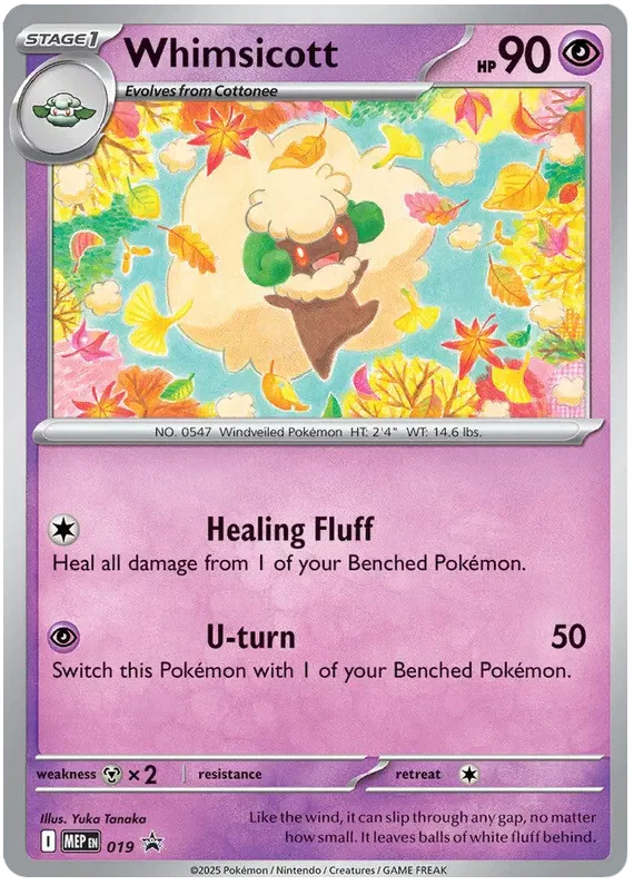 Whimsicott MEP019 Pokemon Promo Card (Mega Evolution Black Star Promos)