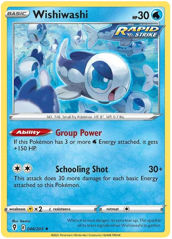 Wishiwashi 046/203 Rare Pokemon Card (SWSH Evolving Skies)