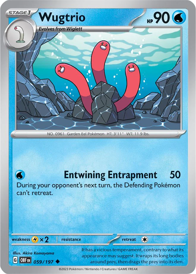 Wugtrio 059/197 Uncommon Reverse Holo Pokemon Card (SV Obsidian Flames)