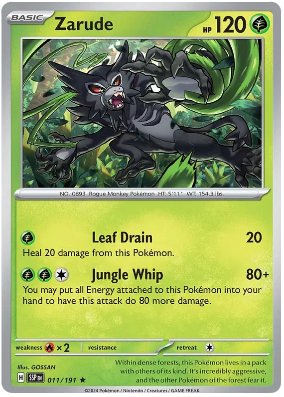 Zarude 011/191 Rare Pokemon Card (Scarlet & Violet Surging Sparks)