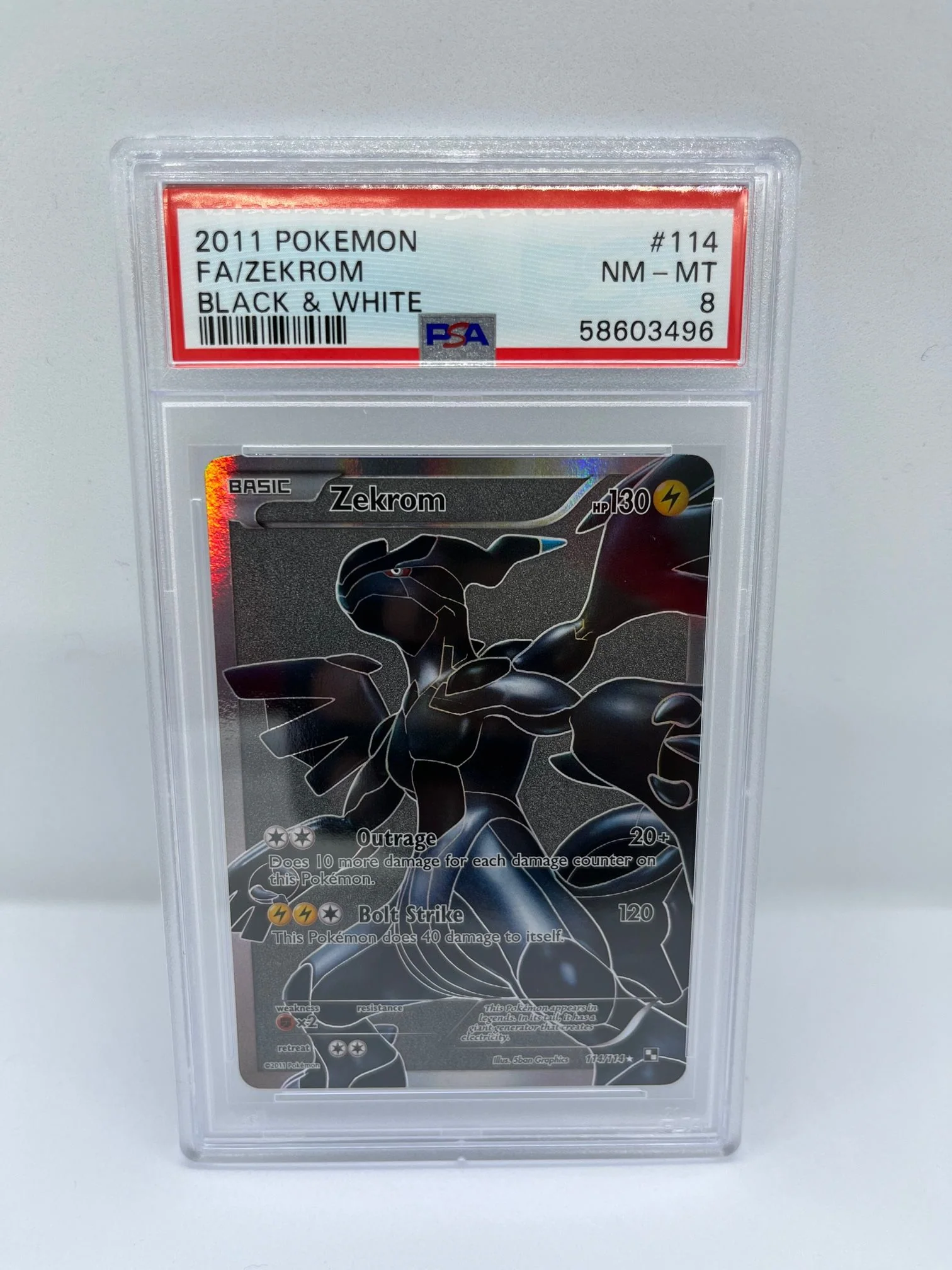 Zekrom 114/114 PSA 8 Graded Rare Pokemon Card (2011 Pokemon FA/Zekrom - Black & White)